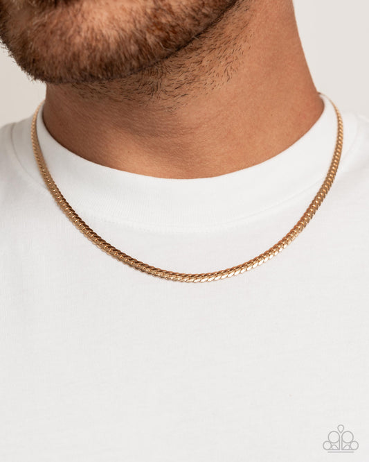 CURB the Peace - Gold Herringbone Urban Chain Necklace Paparazzi
