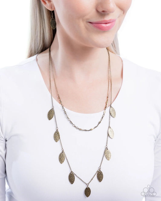 Paparazzi Hard Day's Work - Brass Leaf Layered Necklace N4004