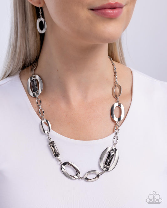 Big Fan of Yours - Silver Smoky Oval Gem Necklace Paparazzi N2837