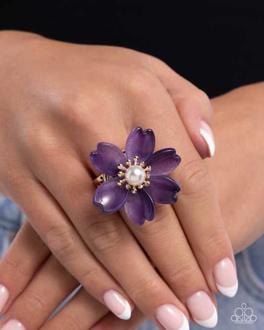 Floral Force - Purple Opaque Plum Flower Ring Paparazzi R0919
