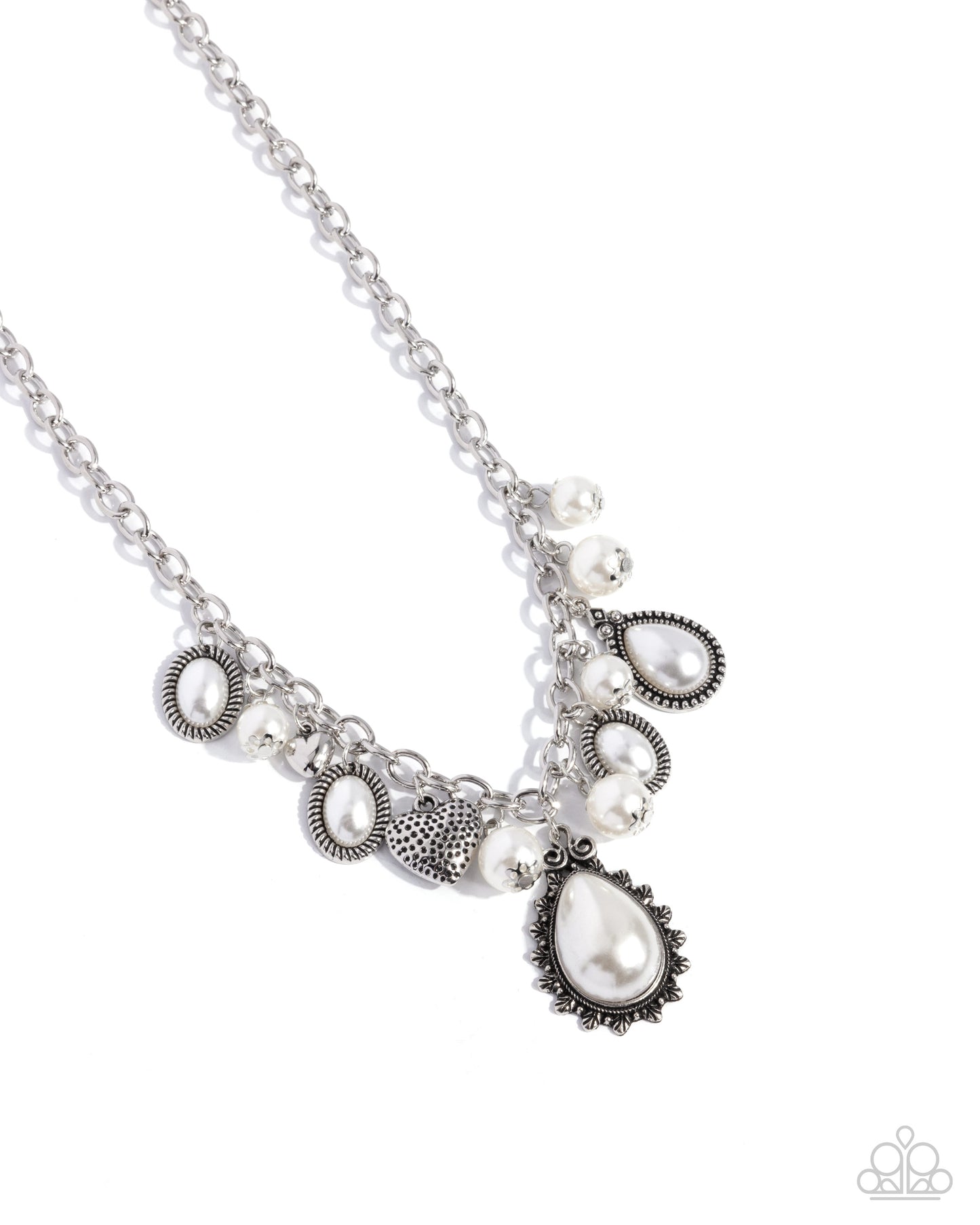 Paparazzi Pearly Pact - Complete Look Silver Pearly Prelude White Necklace & Pearly Preparation White Bracelet Set