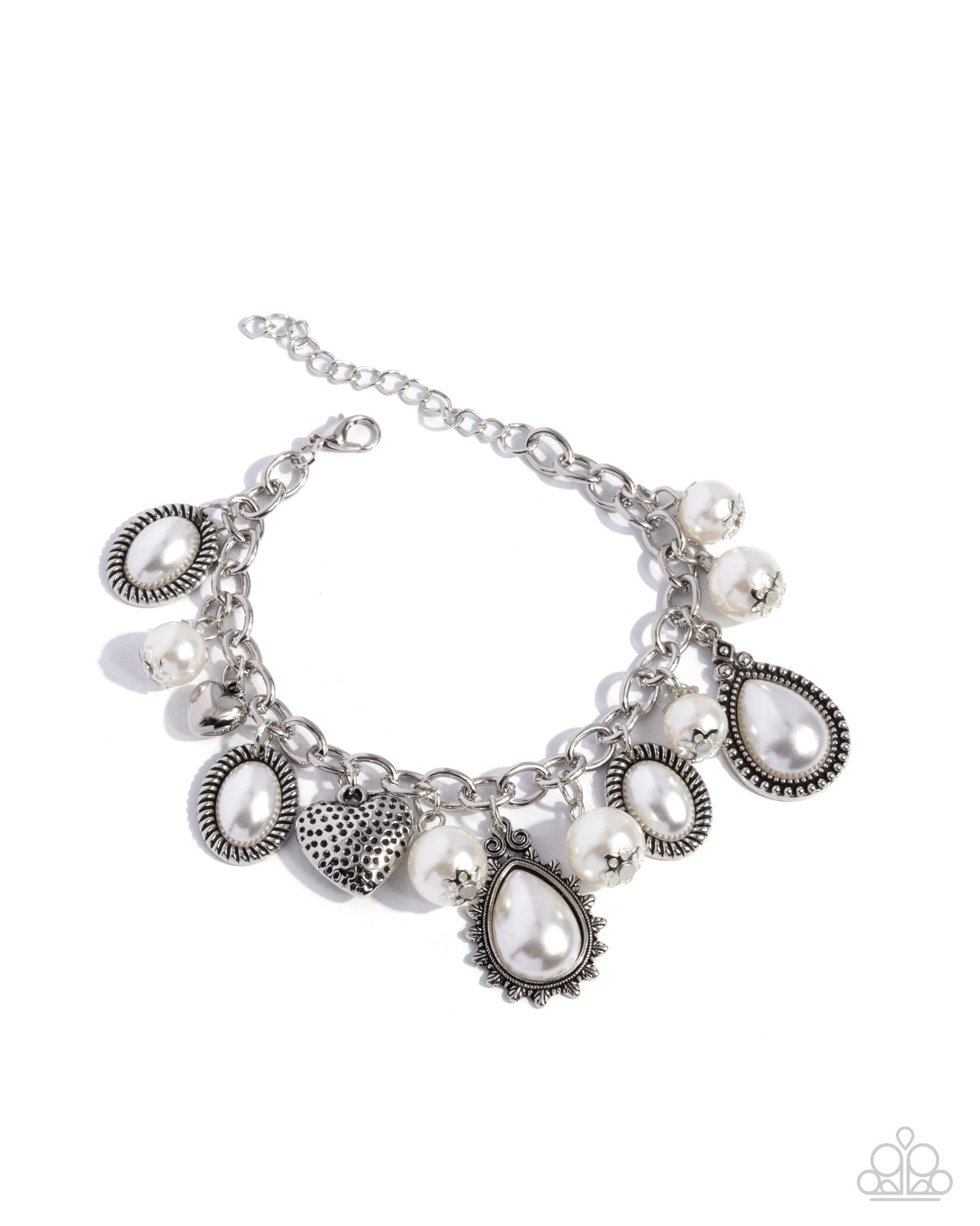 Paparazzi Pearly Pact - Complete Look Silver Pearly Prelude White Necklace & Pearly Preparation White Bracelet Set