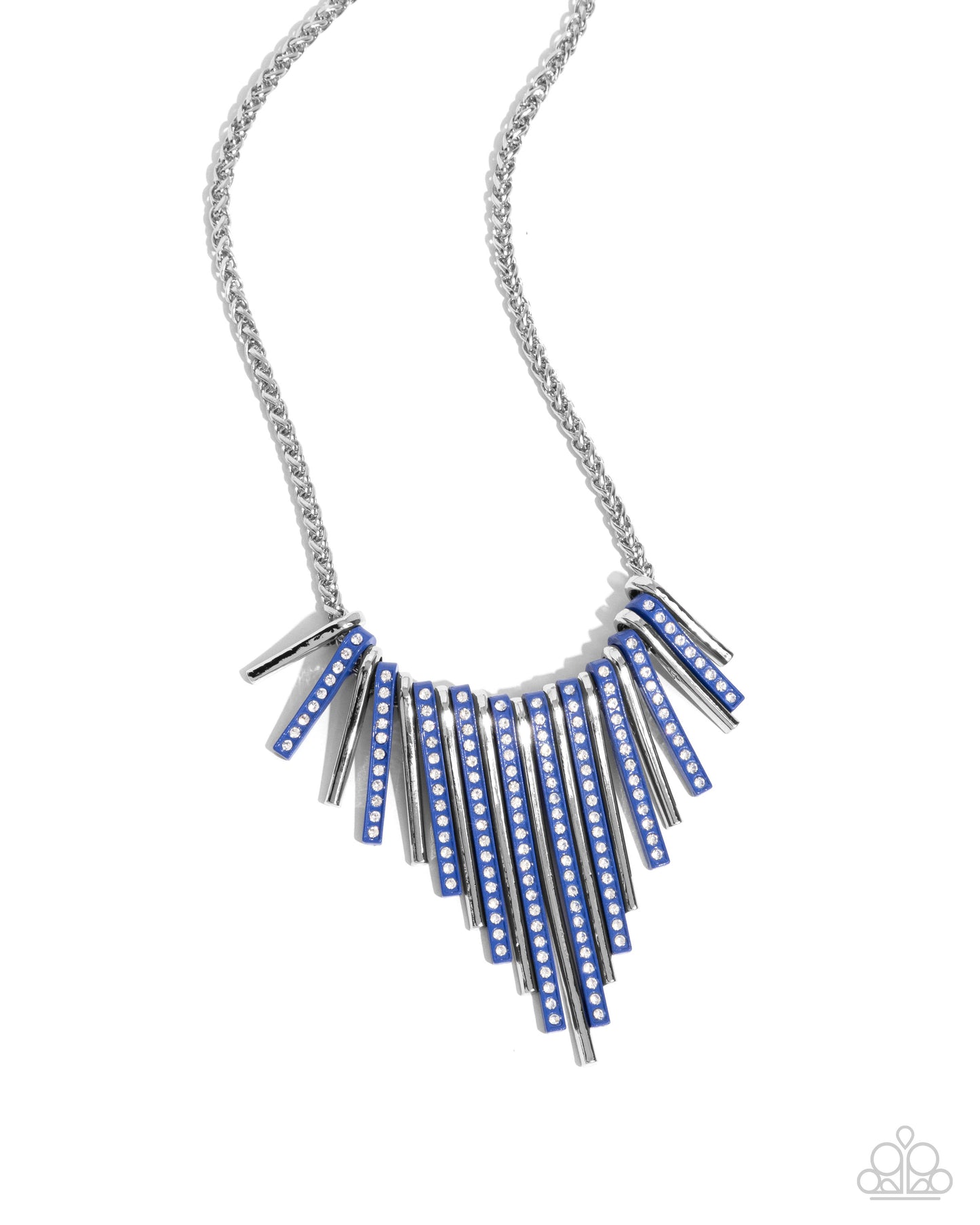 Fashionable Fringe Blue Marlin & White Rhinestone Necklace Paparazzi N2499