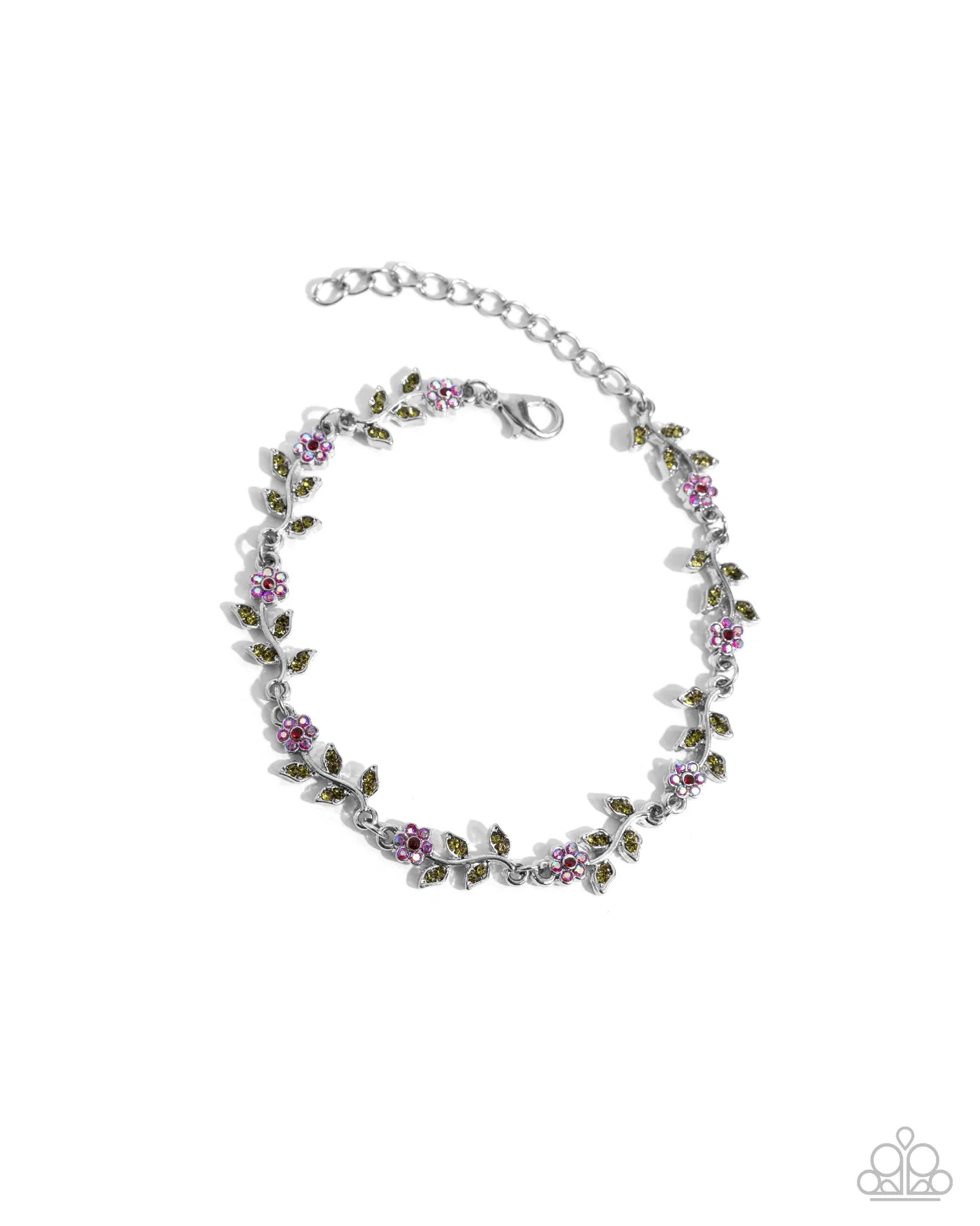 Complete Look - Estate Grounds Necklace and Personal Estate Bracelet Red Silver Flower 2-Piece Set - Paparazzi N3641