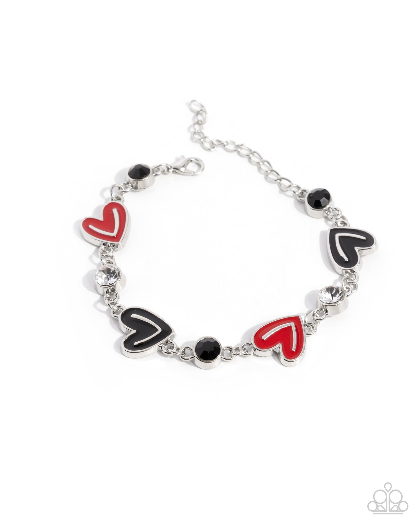 Complete Look Friendly Fringe Black & Red Heart Necklace & Friendly Finale Black & Red Heart Bracelet Paparazzi