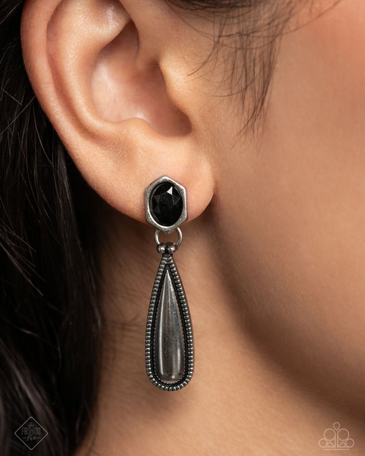 Festival Fame - Black & Silver Post Earring Paparazzi Sunset Sightings December 2024 Fashion Fix E2725