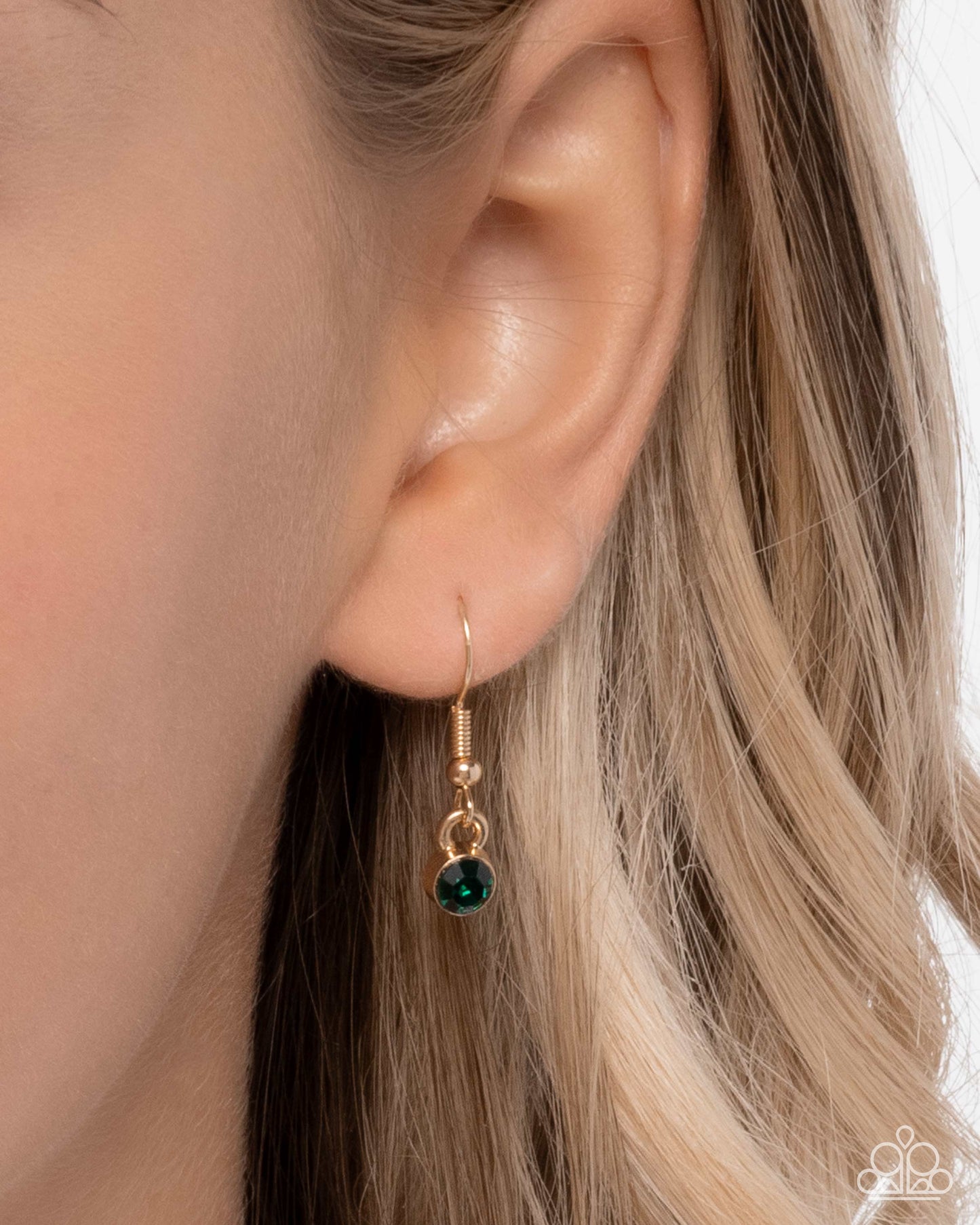 Good Luck To You - Green Emerald Rhinestone Clover & Antiqued Gold Charm Necklace Paparazzi N2963