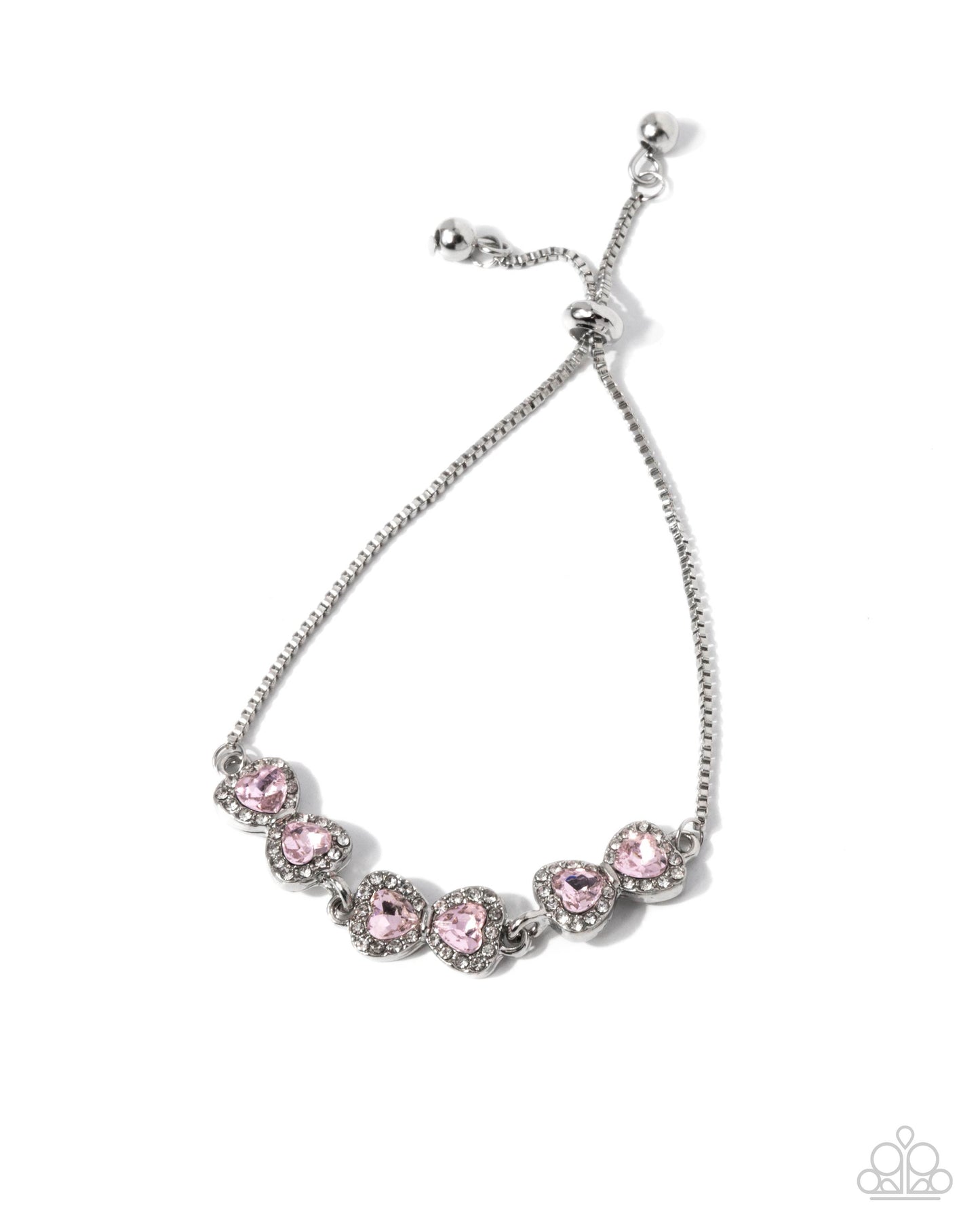 Paparazzi Angelic Afterlife - Pink Heart Gem & White Rhinestone Sliding Bead Closure Bracelet B2554