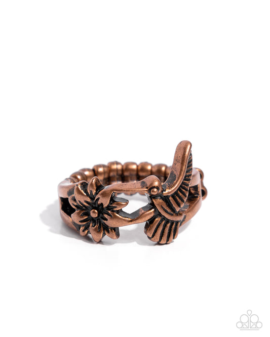 Handcrafted Hummingbird - Copper Hummingbird Ring Paparazzi R0980