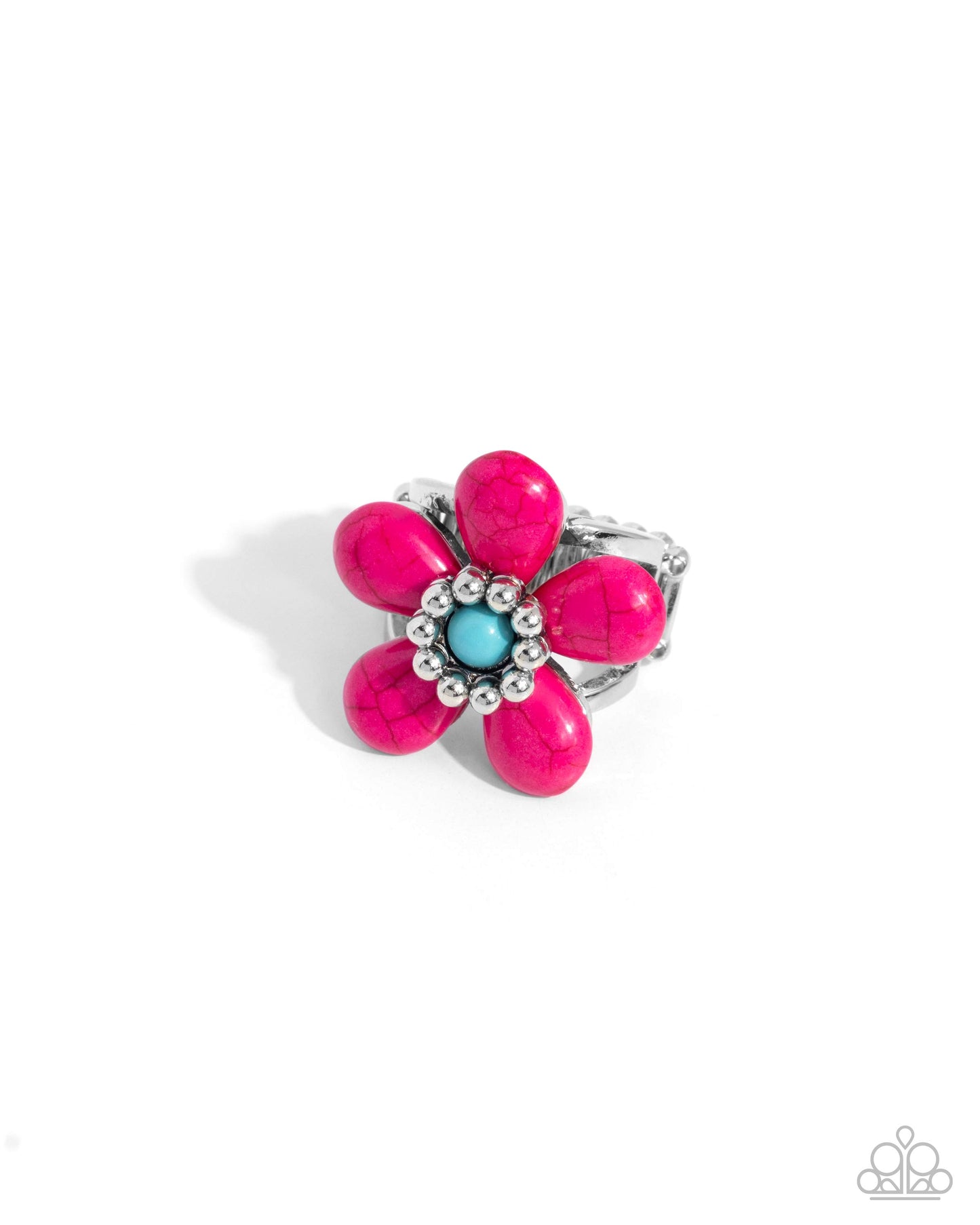 Stony Solidarity - Pink Stone Flower Santa Fe Style Ring Paparazzi R0892