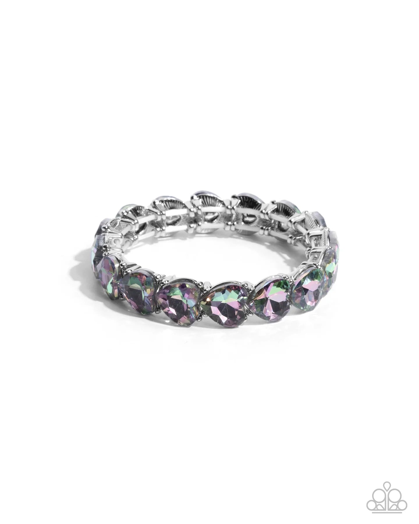Paparazzi Only One You Love Multicolored Iridescent Heart Stretch Bracelet B2630