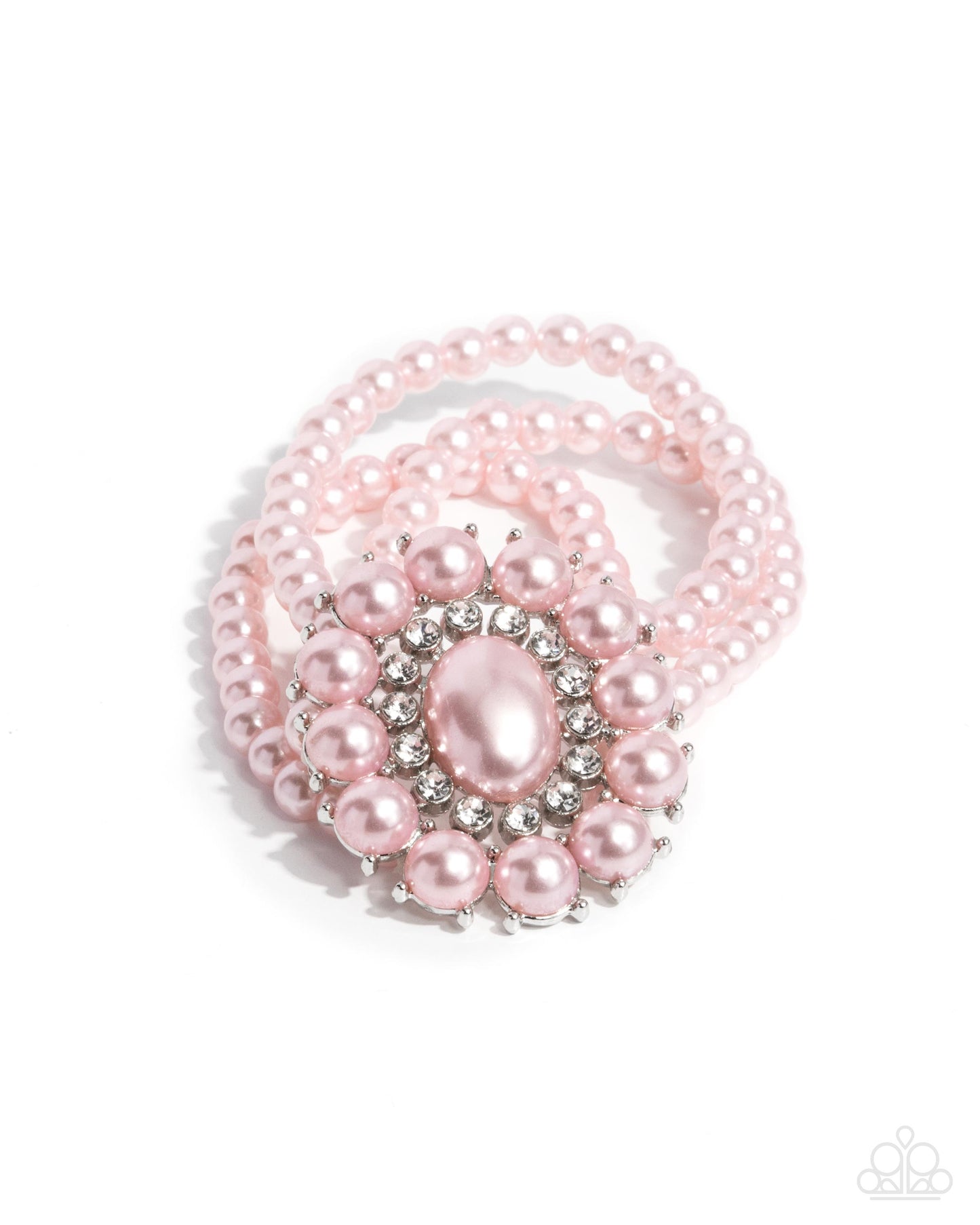 Take A Fancy To - Pink - Baby Pink Pearl & White Rhinestone Stretch Bracelet Paparazzi B2184