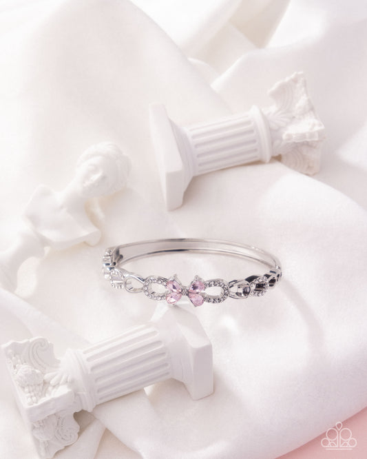 Frame of REFINED - Pink Butterfly & White Rhinestone Hinge Bracelet Paparazzi B2248