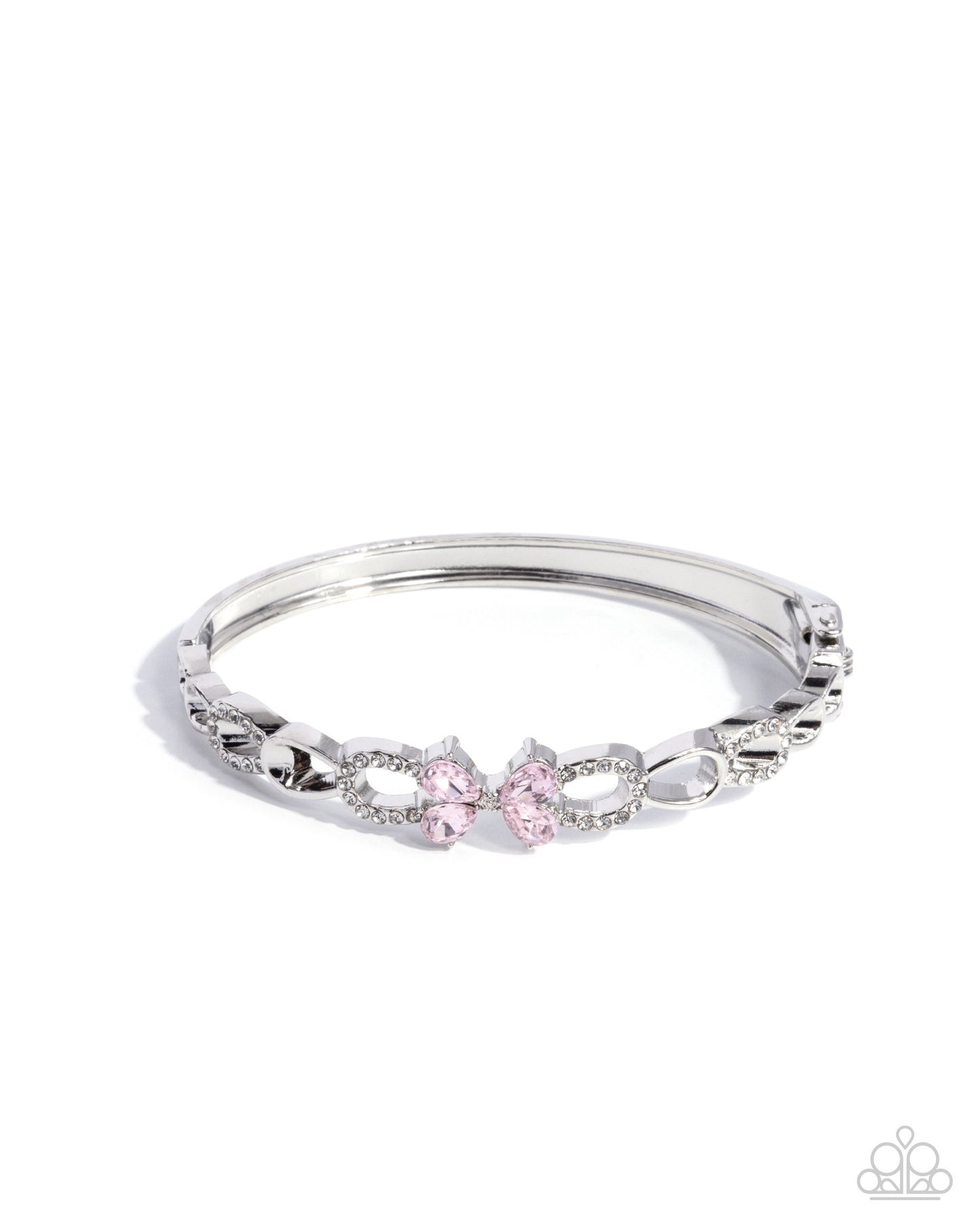 Frame of REFINED - Pink Butterfly & White Rhinestone Hinge Bracelet Paparazzi B2248