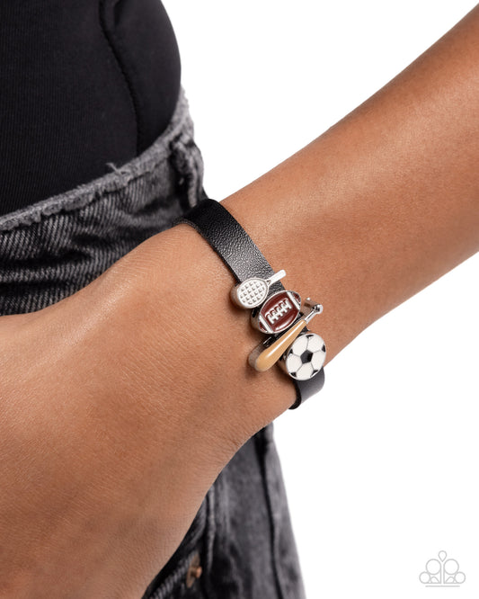 Good Sport - Multi Sport Soccerball, Baseball Bat, Football, Tennis Racket Leather Bracelet Paparazzi B2094