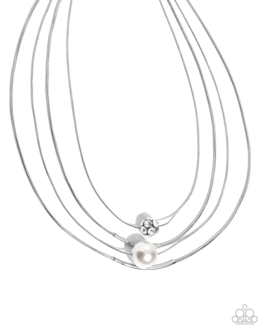 Phenomenal Pearls - White Rhinestone & Pearl Multi Layered Necklace Paparazzi N2984