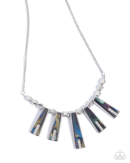 Paparazzi Swinging Style - Blue Abalone Finish White Rhinestone Necklace N2916