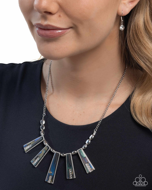 Paparazzi Swinging Style - Blue Abalone Finish White Rhinestone Necklace N2916