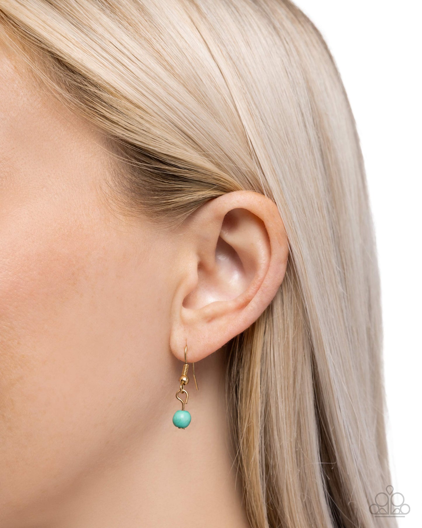 Robust Radiance - Gold Chain Blue Teardrop Marbled White & Turquoise Stone Santa Fe Style Necklace Paparazzi N3553