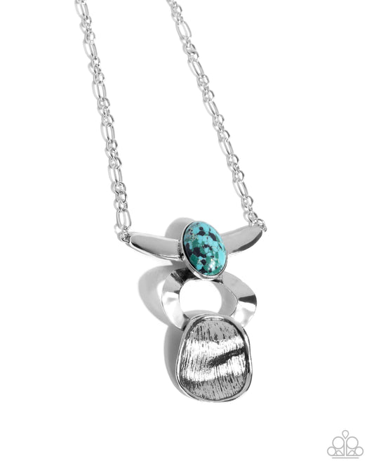 Tailored Tiers - Green Multicolored Marbled Stone Hammered Silver Statement Necklace Paparazzi N3385