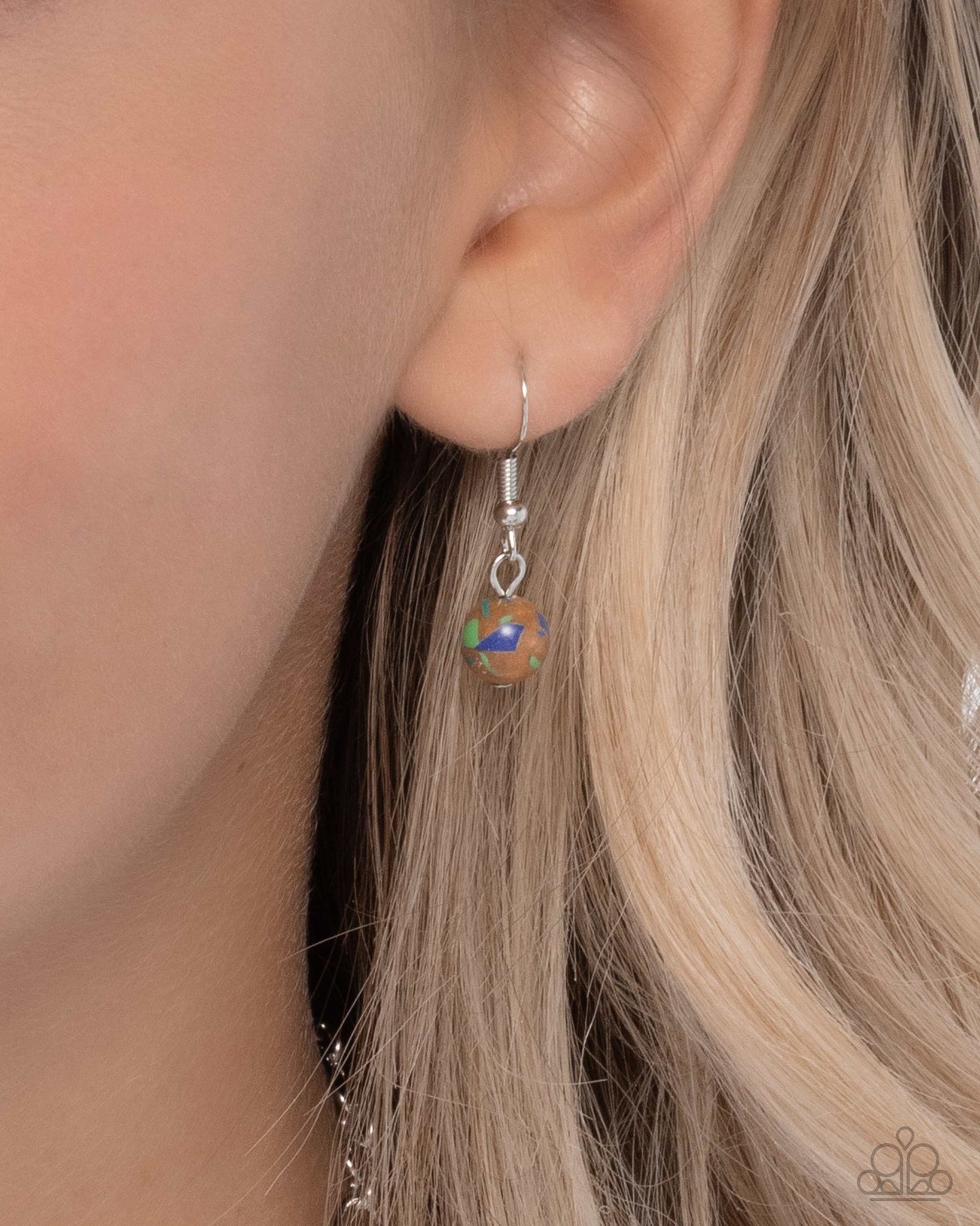 Tailored Tiers - Multicolored Terrazzo Brown Stone, Silver & Gold Pendant Necklace Paparazzi N3437
