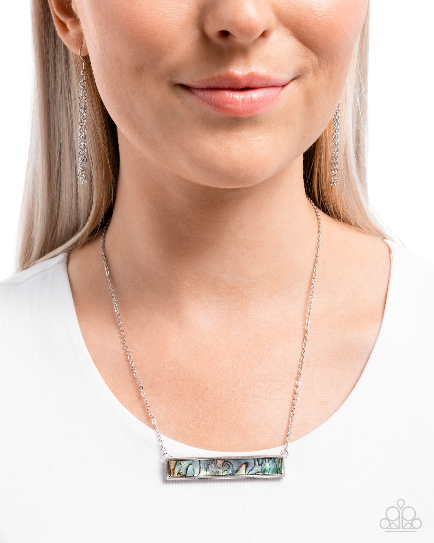 Adorable Abalone - Multi Abalone Shell Swirl Bar Necklace Paparazzi N3434