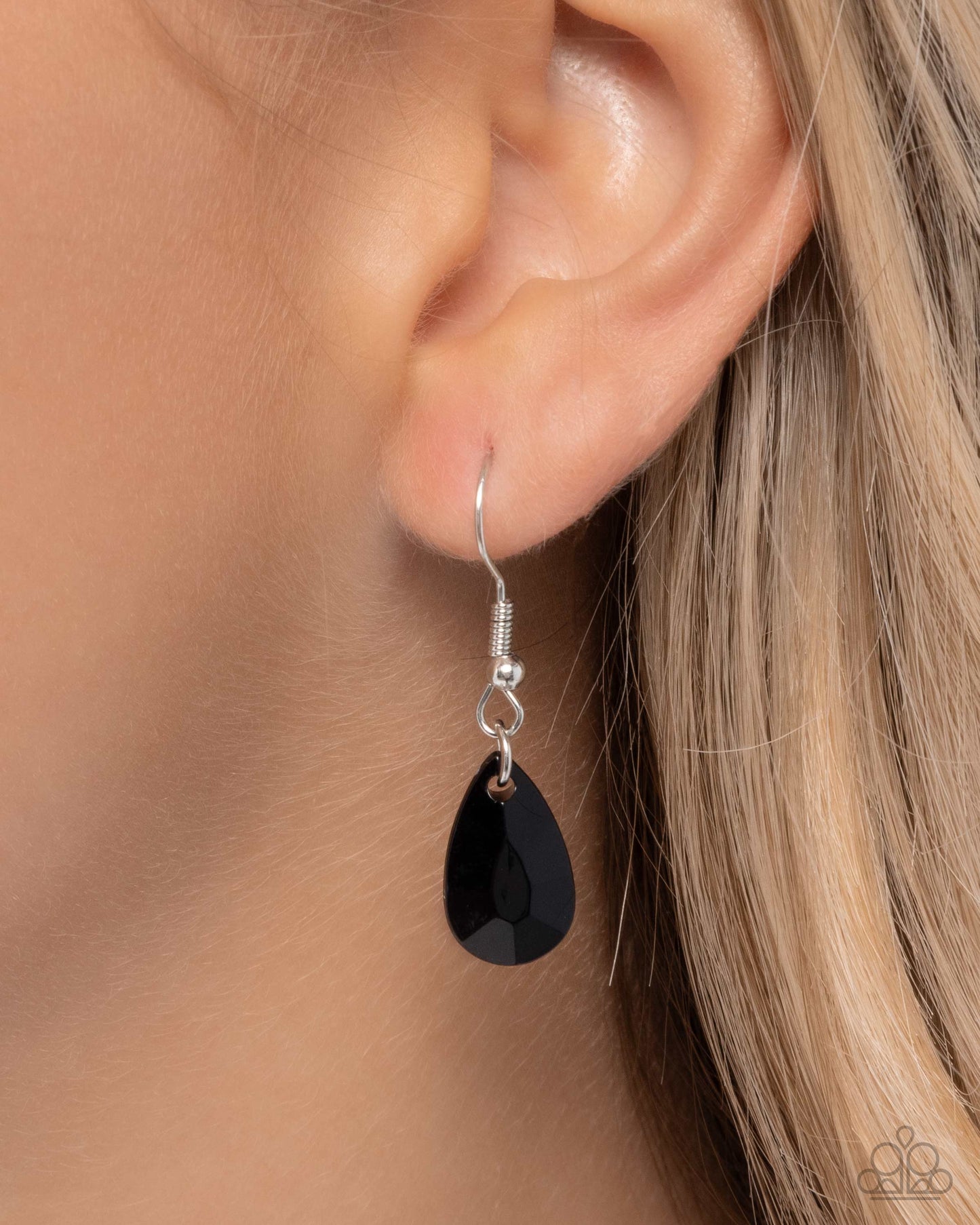 Socialite Statement - Black Teardrop Gem & White Rhinestone Necklace Paparazzi N3172