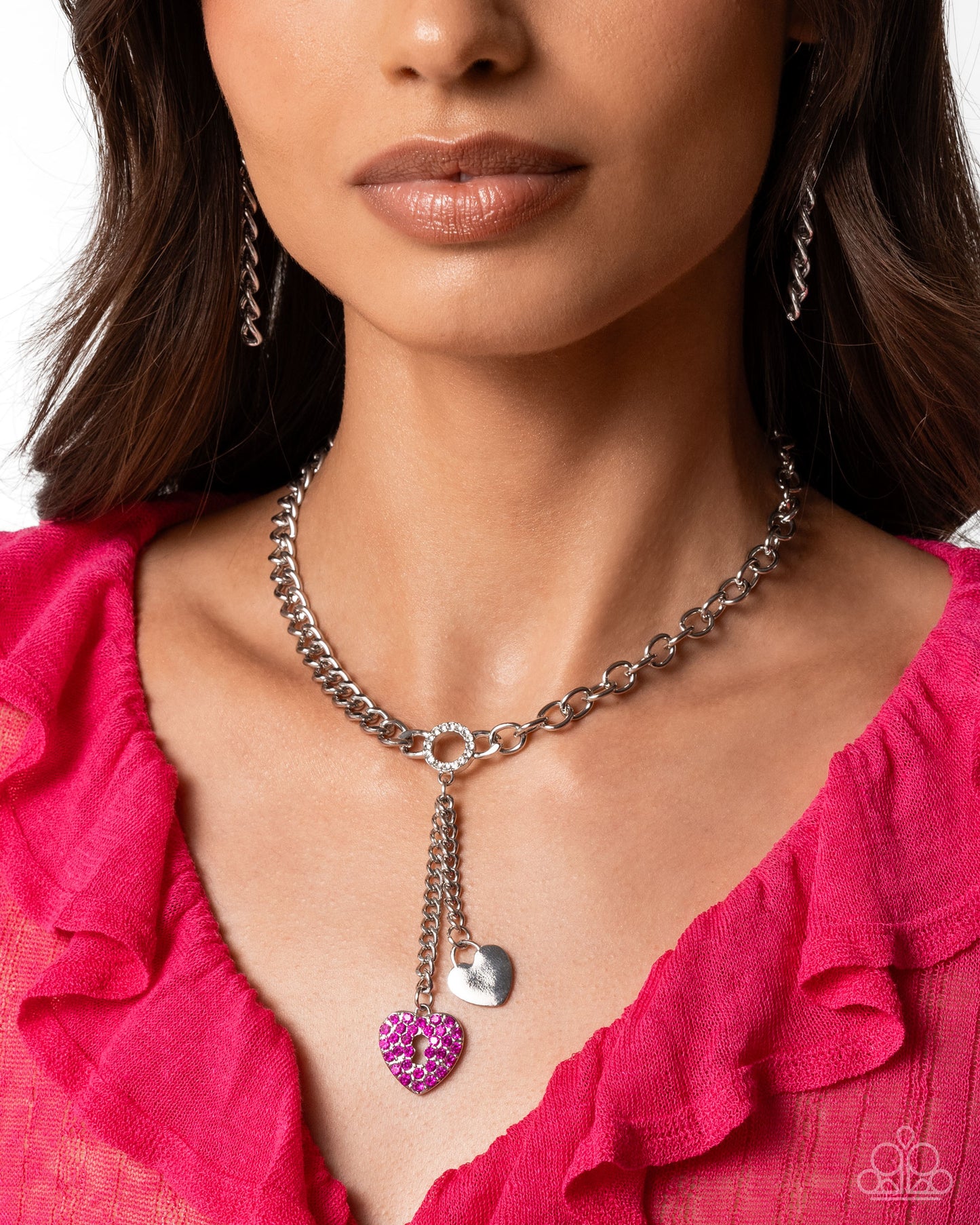 Momentary Bliss Necklace Pink Heart Necklace Paparazzi N2518