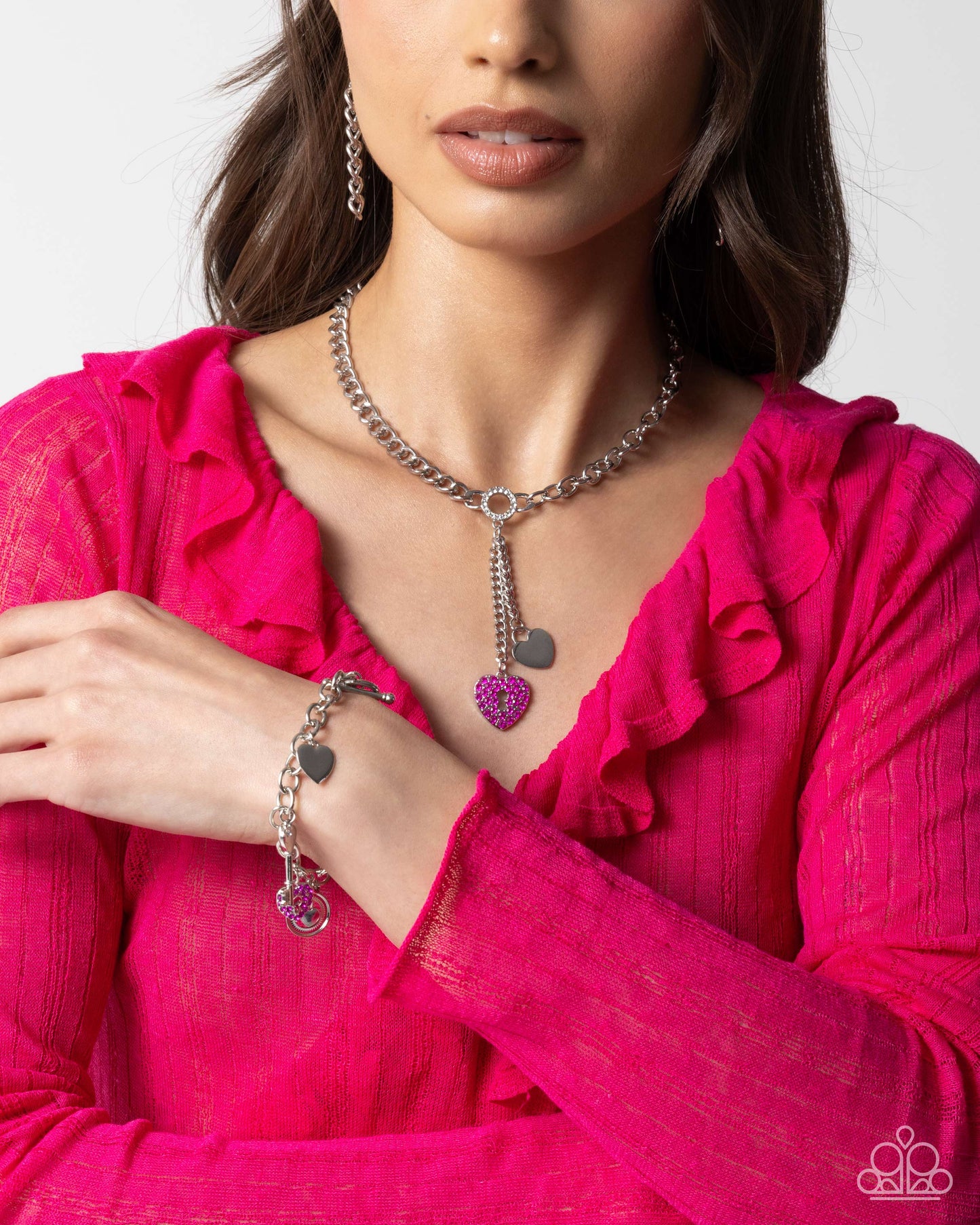 Momentary Bliss Necklace Pink Heart Necklace Paparazzi N2518