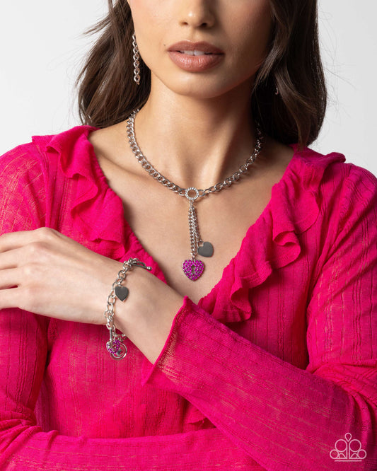 Momentary Bliss Necklace Pink Heart Necklace Paparazzi N2518