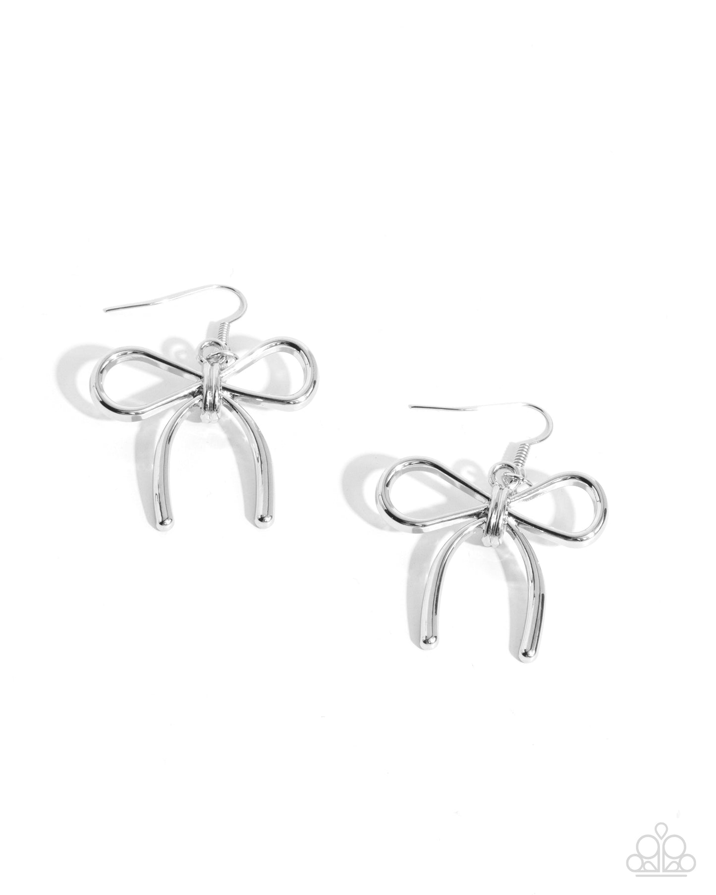 Complete Look Coquette Chic Silver Bow Necklace & Coquette Candidate Silver Bow Earring Paparazzi