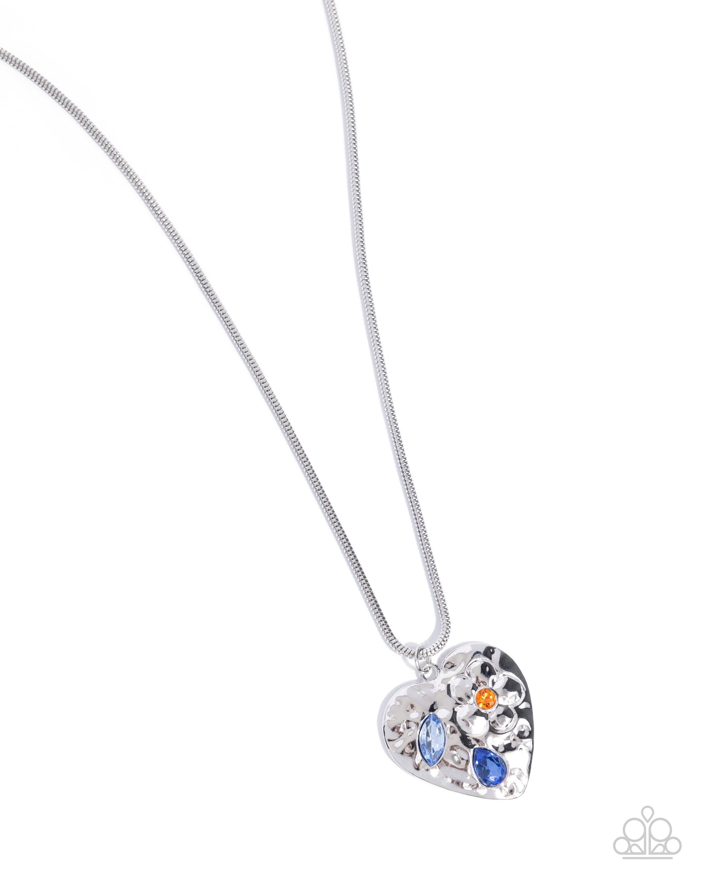 Outgoing Opulence - Blue & Silver Heart Necklace Paparazzi N2994