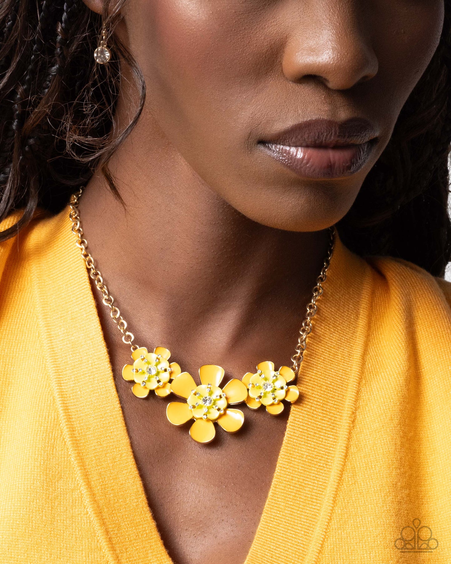 Complete Look Botanic Beginner Yellow Saffron, Lemon Drop Flower Necklace & Exhilarating Elegance Yellow Saffron Lemon Drop Flower Bracelet Paparazzi