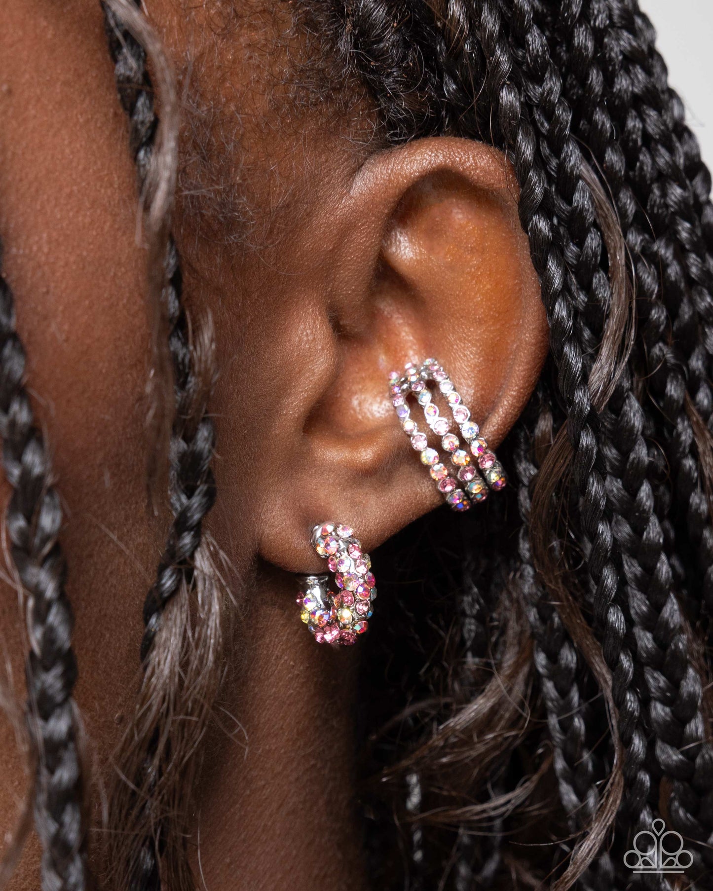 Complete Look  Ear Cuff Iridescent Influence Pink, Hoop Earring Inridescent Improve Pink Earring Paparazzi