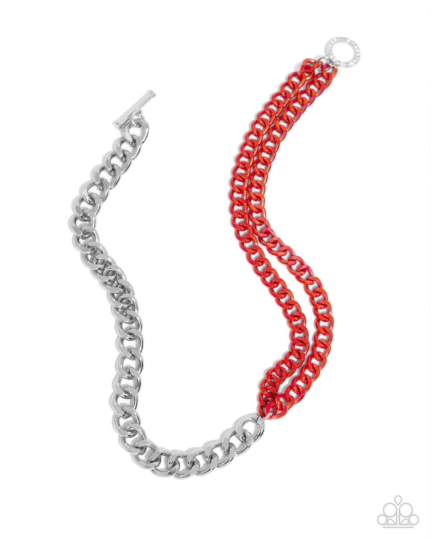 Complete Look Iridescent Icon Red Chain Necklace & Tourist Twists Red Chain Bracelet Paparazzi