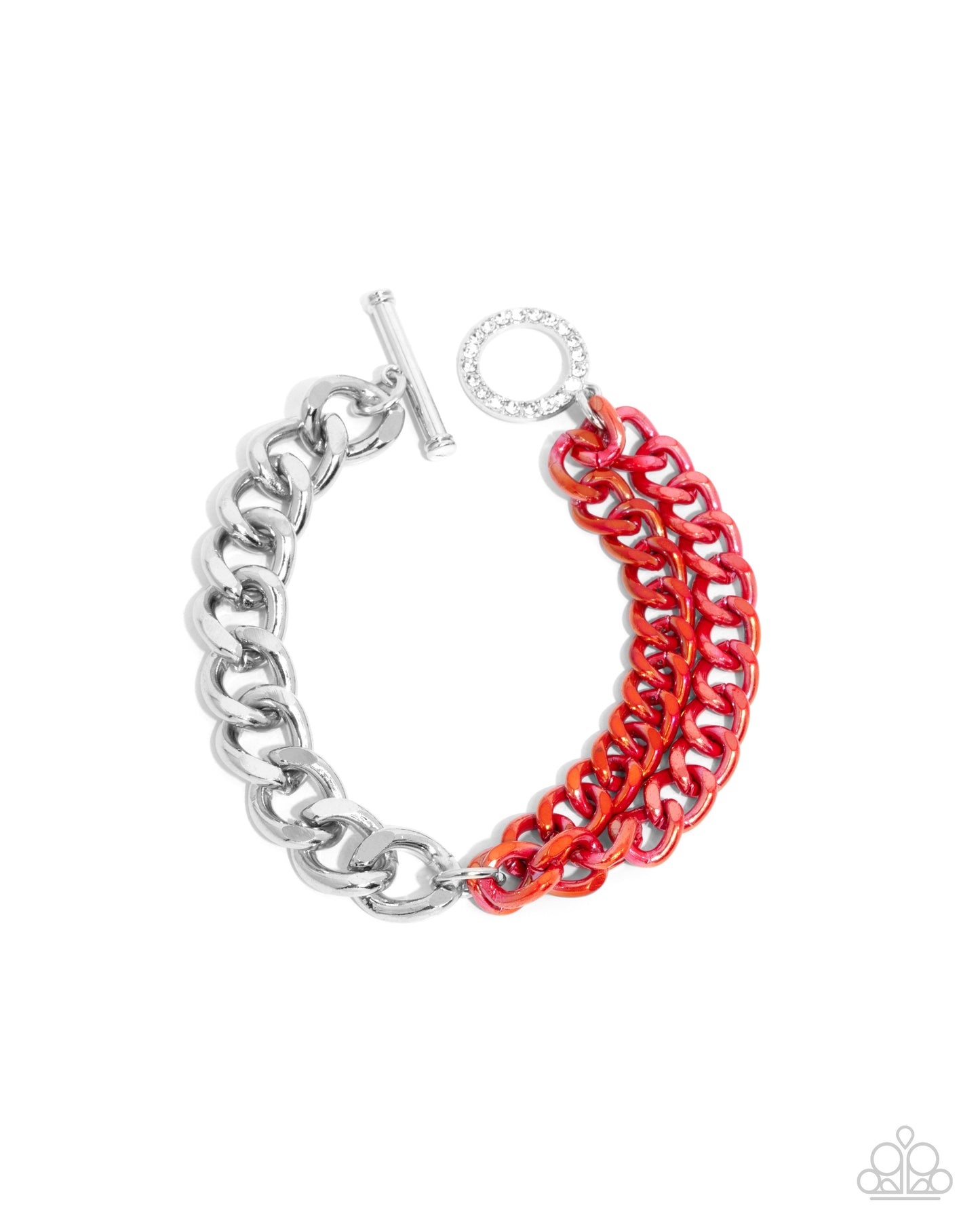 Complete Look Iridescent Icon Red Chain Necklace & Tourist Twists Red Chain Bracelet Paparazzi