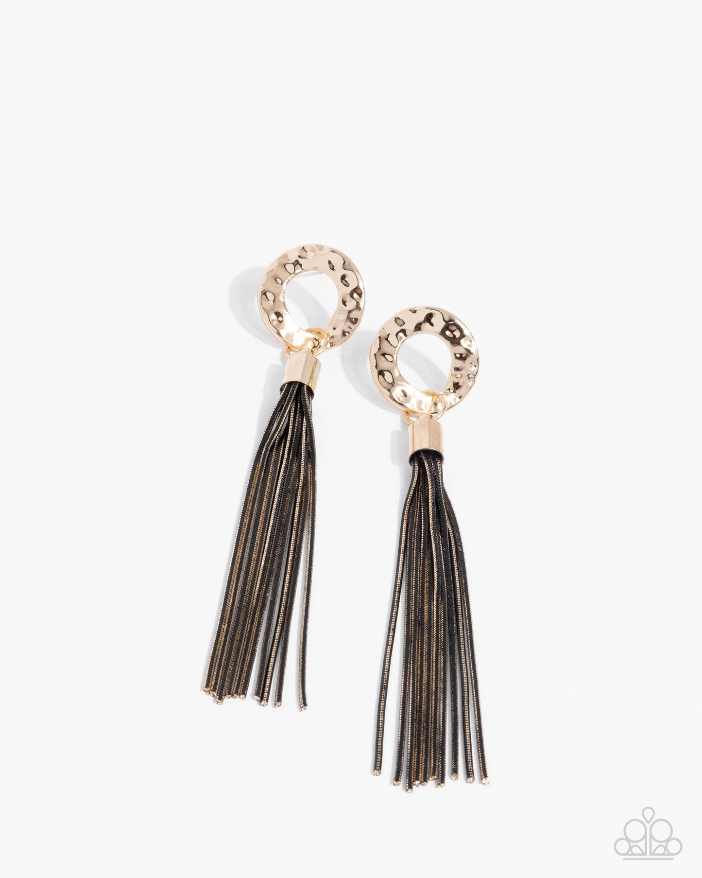 Corded Character Black Gunmetal Chain & Gold Earring Paparazzi E2541
