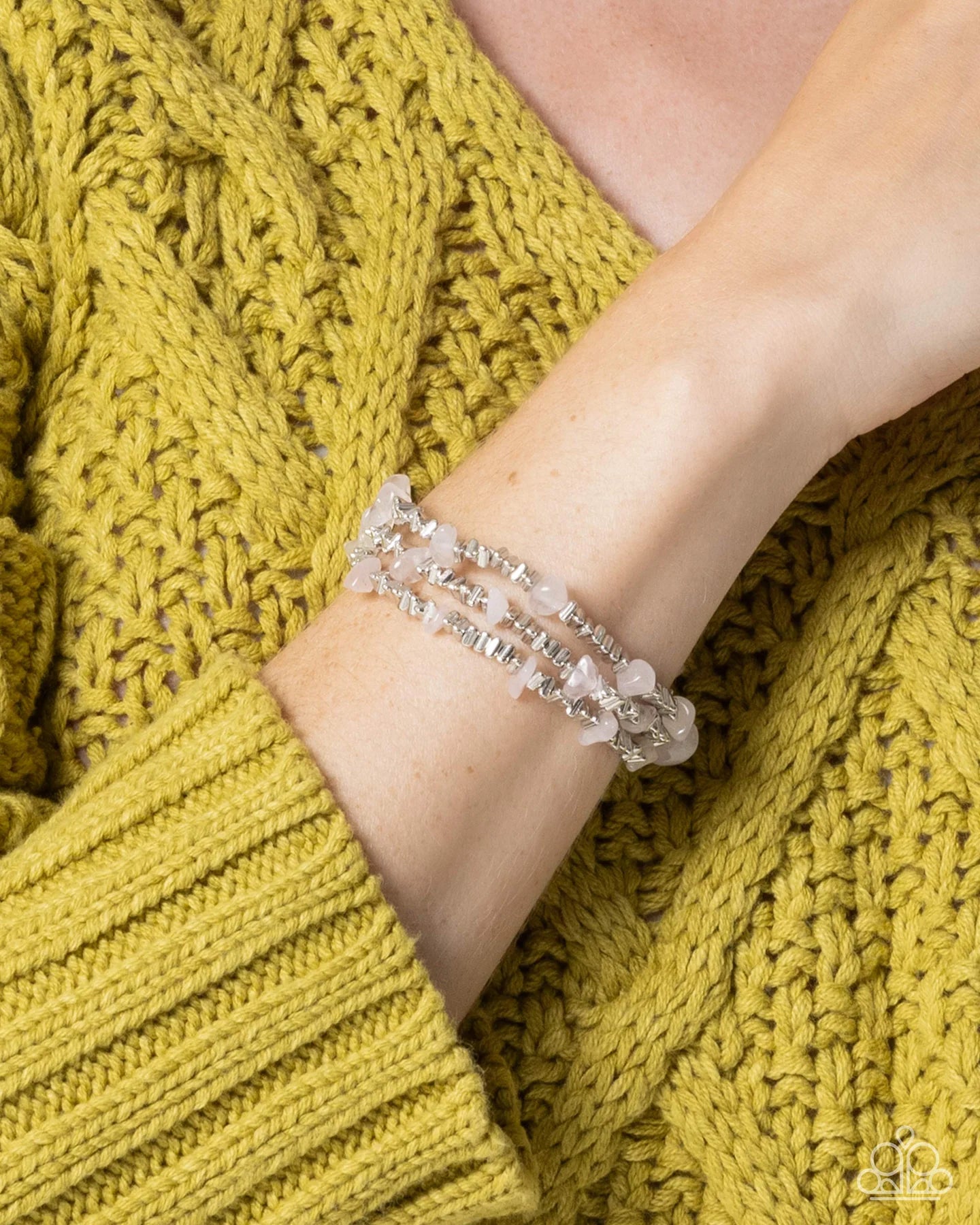 Complete Look - Earthy Expertise Necklace & Naturally Talented Bracelet Silver Pink 2-Piece Set Paparazzi N3597