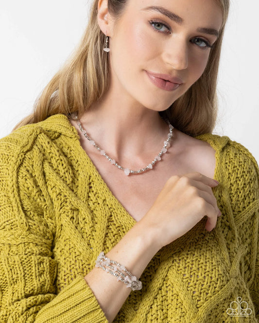 Complete Look - Earthy Expertise Necklace & Naturally Talented Bracelet Silver Pink 2-Piece Set Paparazzi N3597