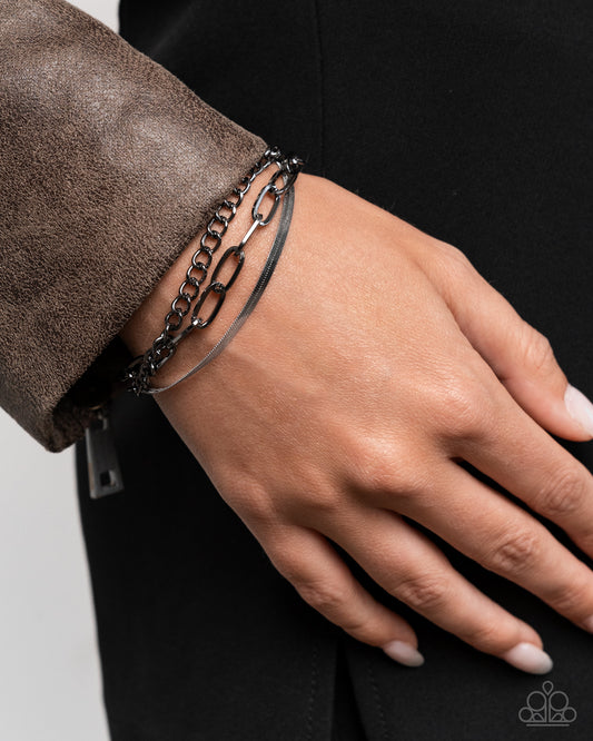 Mismatched Mechanic Multi Gunmetal, Silver Chain Bracelet Paparazzi B1975