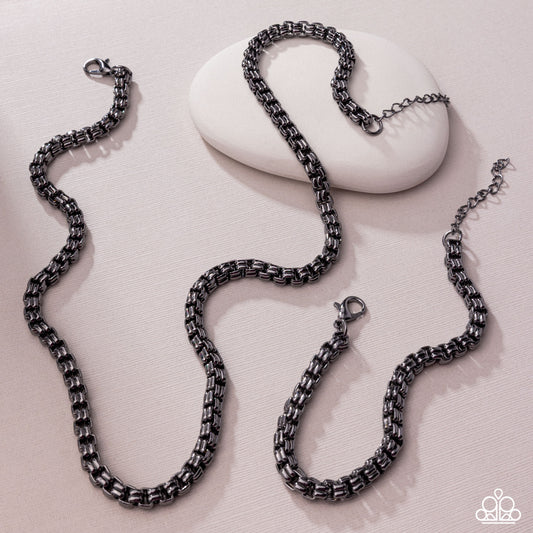 Complete Look - Alternative Appeal - Black Gunmetal Chain Urban Necklace & Alternative Approach - Black Gunmetal Urban Chain Bracelet Paparazzi