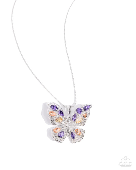 Complete Look - Aesthetic Admittance Purple Gem Silver Butterfly Necklace & Aerial Admittance Butterfly Ring 2 Piece Set Paparazzi N3590