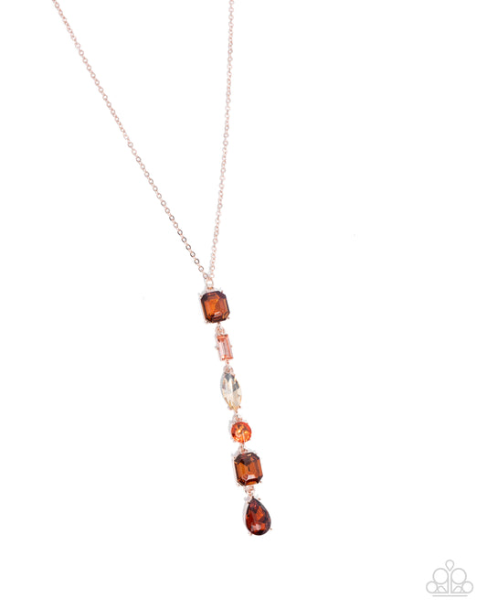 Gallery Gala Brown, Topaz, Light Peach, Tea, Light Topaz Gem Y Necklace Paparazzi