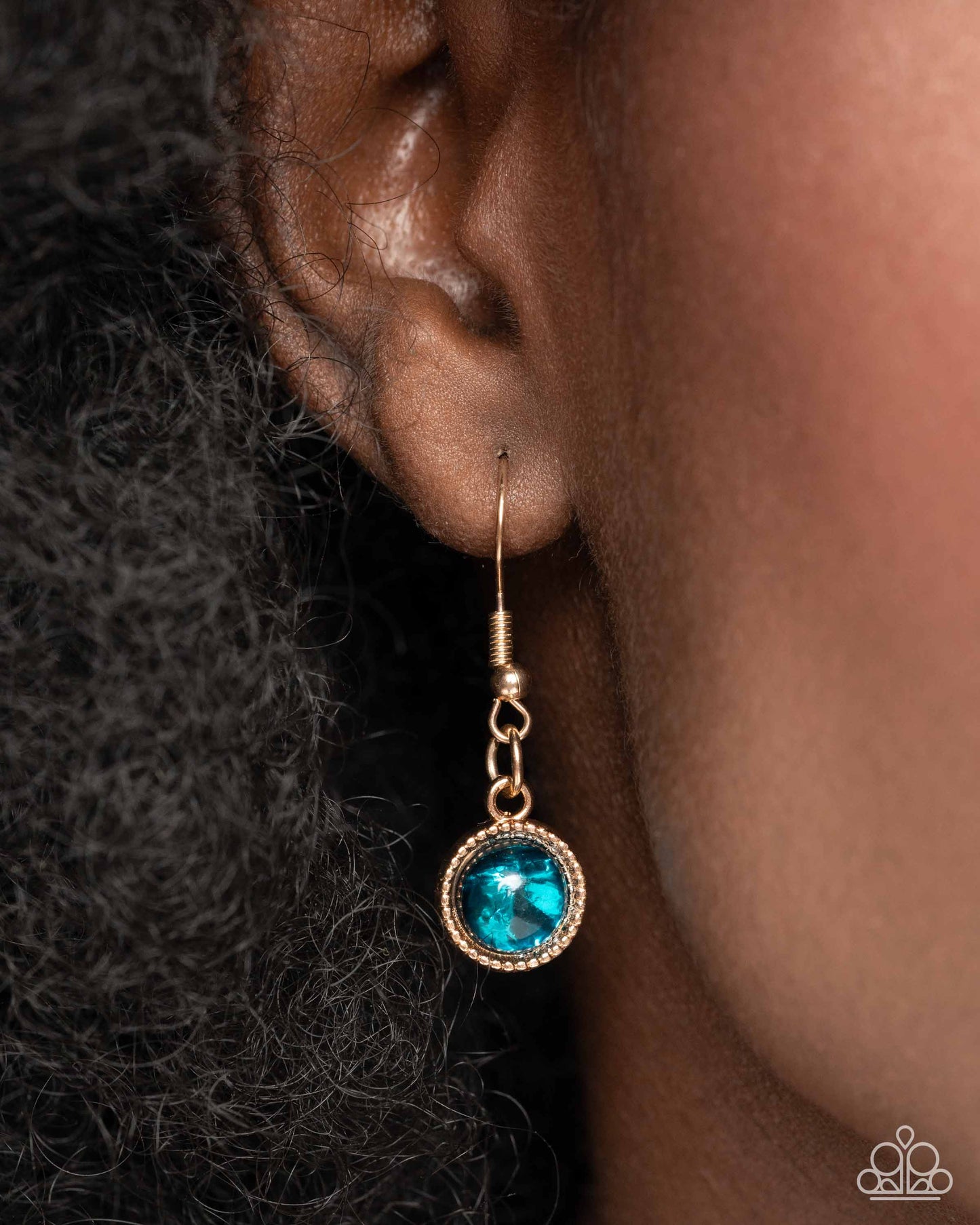 Rule the Night Blue - Capri Blue Foil Like Pendant Gold Necklace Paparazzi N3377