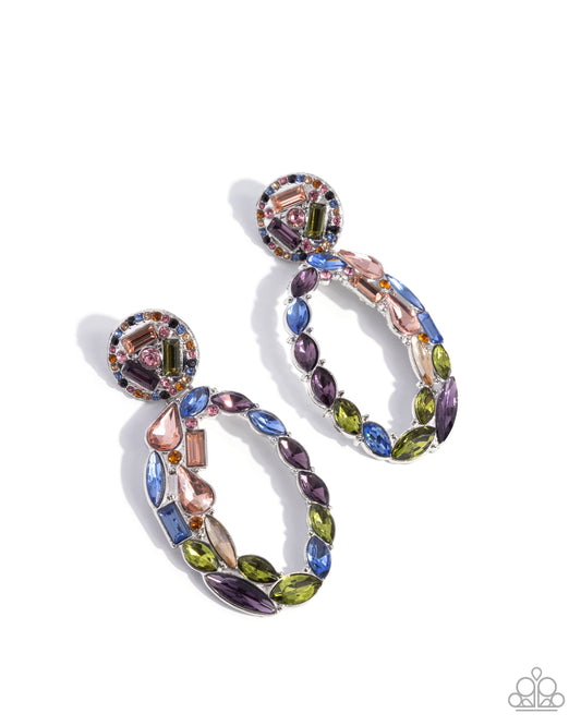 Eclectic Elevation - Multicolored, Blue, Pink Rhinestone & Gem Post Earring Paparazzi E2692