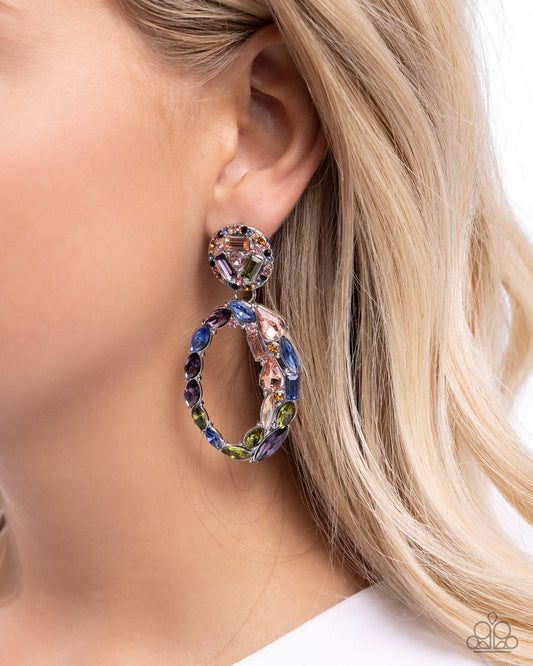 Eclectic Elevation - Multicolored, Blue, Pink Rhinestone & Gem Post Earring Paparazzi E2692