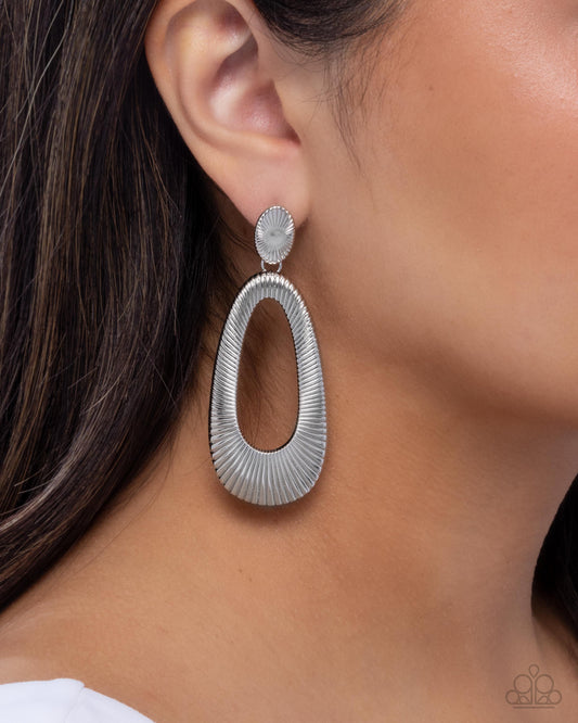 Princess Potential - Silver Oval Ribbed Textured Post Earring Paparazzi E2730