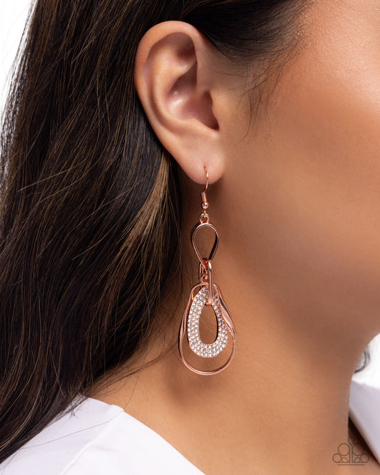 Teardrop Triumph - Copper - Shiny Copper Teardrop Chandelier Earring Paparazzi E2694