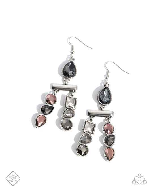 Confident Curtsy - Multi Smoky, Aurum & Silver Gem Earring Magnificent Musings December 2024 Fashion Fix Paparazzi