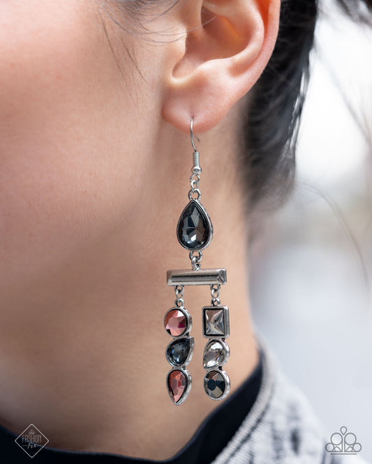 Confident Curtsy - Multi Smoky, Aurum & Silver Gem Earring Magnificent Musings December 2024 Fashion Fix Paparazzi